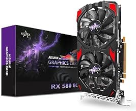 AISURIX RX 580 Graphics Card, 2048SP, Real 8GB, GDDR5, 256 Bit, Pc Gaming Video Card, 2XDP, HDMI, PCI Express 3.0 with Freeze Fan Stop for Desktop Computer Gaming Gpu