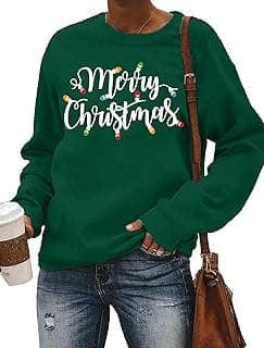 MAIHUN Christmas Sweatshirt Womens Merry Christmas Long Sleeve Xmas Holiday Christmas Lights Pullover Shirts