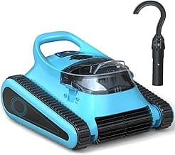 Pool Vacuum for Inground Pools: Cordless Robot Robotic Pool Cleaners with Hook 180W Suction Auto Vacuums Wall Climbing Waterline Scrubbing Cleaning 150 Mins Long Battery Up to 2,000 sq.ft