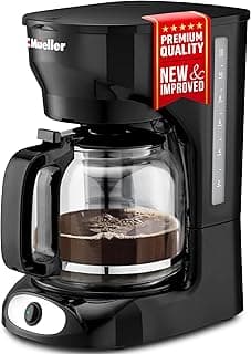 Mueller 12-Cup Drip Coffee Maker - Borosilicate Carafe, Auto-Off, Reusable Filter, Anti-Drip, Keep-Warm Function, Clear Water Level Window Coffee Machine, Ideal for Home or Office