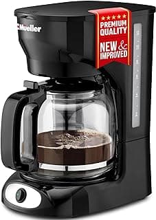 Mueller 12-Cup Drip Coffee Maker - Borosilicate Carafe, Auto-Off, Reusable Filter, Anti-Drip, Keep-Warm Function, Clear Water Level Window Coffee Machine, Ideal for Home or Office