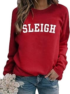 MNLYBABY Sleigh Christmas Sweatshirt Women Merry Christmas Holiday Crewneck Long Sleeve Shirts Funny Xmas Pullover Top