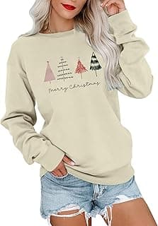 KNEYATTA Merry Christmas Sweatshirt Women Christmas Trees Shirt Merry and Bright Sweatshirts Xmas Holiday Party Pullover Blouse