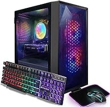 STGAubron Prebuilt Gaming PC Desktop, AMD Radeon RX 550 4G GDDR5, Intel Core I5 3.3Ghz up to 3.7Ghz, 16G Ram, 512G SSD, WiFi, BT 5.0, RGB Fan x 3, RGB Mouse Pad, Windows 10 Home