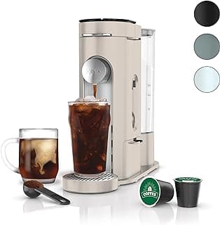 Ninja PB041ST Pods & Grounds Single-Serve Coffee Maker, K-Cup Pod Compatible, Brews Grounds, Compact Design, 56-oz. Reservoir, 6-oz. Cup to 24-oz. Travel Mug Brew Sizes, Iced Coffee Maker, Stone