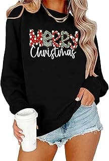 CAZYCHILD Christmas Sweatshirts for Women Merry Christmas Tree Graphic Long Sleeve Xmas Vacation Pullover Christian Tops