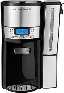 Hamilton Beach One Press Programmable Dispensing Drip Coffee Maker with 12 Cup Internal Brew Pot, Water Reservoir, Black and Silver (47950)