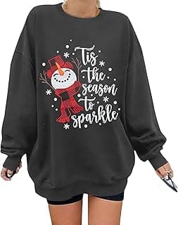 UNIQUEONE Christmas Sweatshirt For Women Tis The Season To Sparkle Shirt Snowman Tees Oversized Christmas Long Sleeve