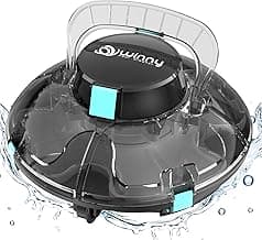 Robotic Pool Vacuum, Cordless Pool Robot with Transparent Design, Powerful Suction & Convenient, Ideal for Flat Above Ground Pools up to 538 Sq.ft-Black