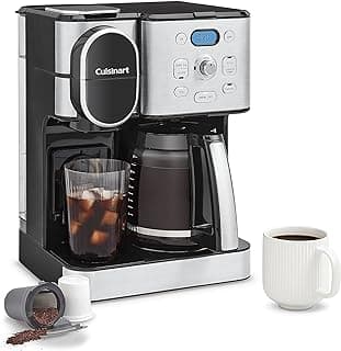 Cuisinart Coffee Maker, 12-Cup Glass Carafe, Automatic Hot & Iced Coffee Maker, Single Server Brewer, Stainless Steel, SS-16