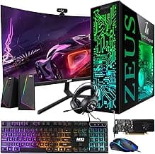 TechMagnet Gaming Desktop PC, Intel i5 4th Gen, Zeus Pro 4, GT 1030 2GB DDR5, 8GB RAM ARGB, 256GB SSD + 1TB HDD, MTG 24 Inch 144hz Curved Gaming Monitor, RGB Kit, Win 10 Pro (Renewed)