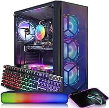 STGAubron Gaming Desktop PC Computer, Intel Core I7 3.4 GHz up to 3.9 GHz, Radeon RX 580 8G GDDR5, 16G RAM, 512G SSD, WiFi, Bluetooth 5.0, RGB Fanx6, RGB Mouse Pad, RGB BT Sound Bar, Windows 10 Home