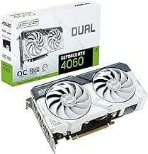 ASUS Dual GeForce RTX™ 4060 OC White Edition 8GB GDDR6 (PCIe 4.0, 8GB GDDR6, DLSS 3, HDMI 2.1a, DisplayPort 1.4a, 2.5-Slot Design, Axial-tech Fan Design, 0dB Technology, and More)